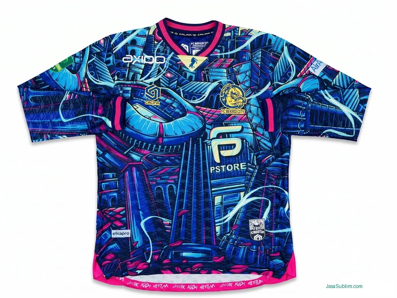 Jersey FC Bekasi City hasil full print sublimasi pada kain dryfit premium